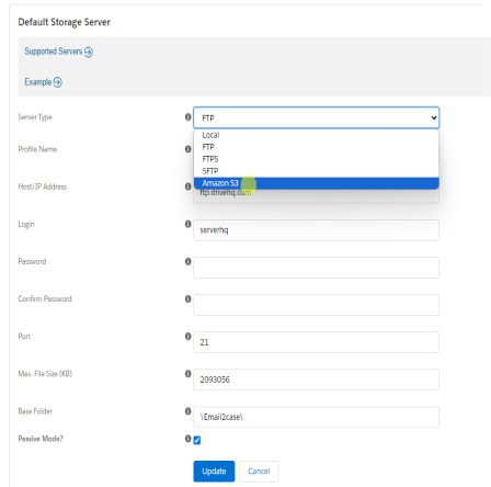 External FTP Storage Integration